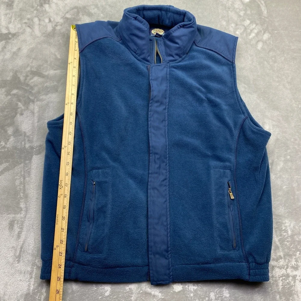 Tommy‎ Bahama Mens Fleece Vest Blue Zip Up Pockets Size M Packable Hoodie